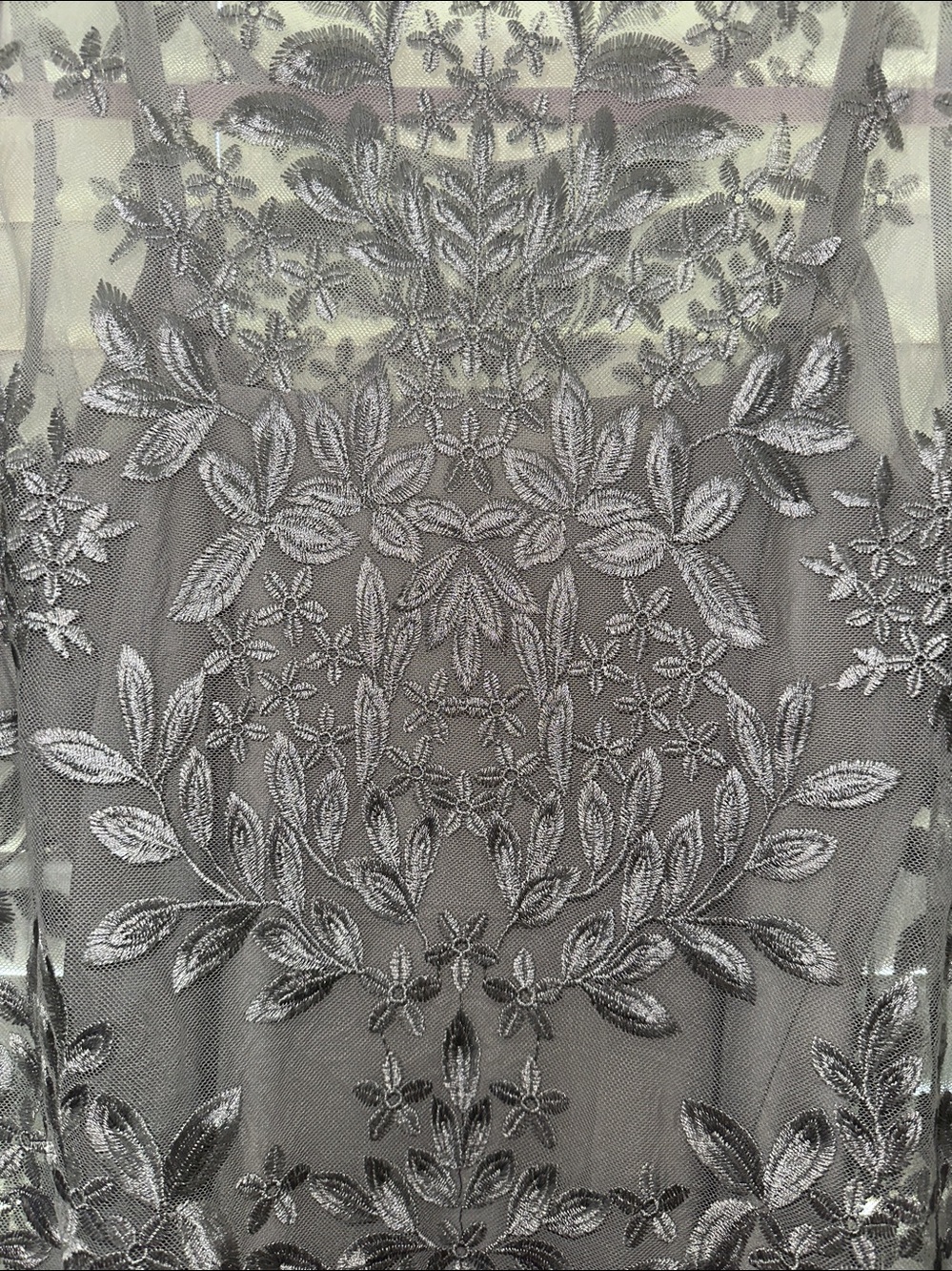 WHBM Silver Floral Embellished Lace Sleeveless Overlay Top & Gray Camisole Sz M - Picture 8 of 11